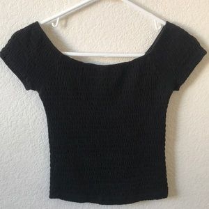 off the shoulder black strachey top